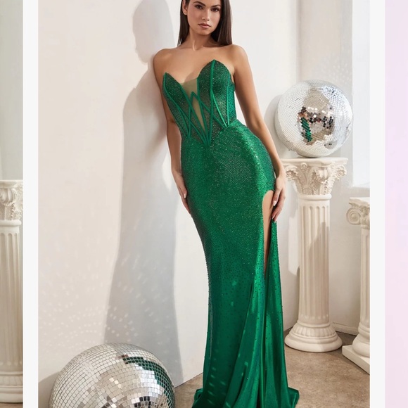 Ladivine Dresses Ladivine Cds49 Emerald Strapless Corset Gown